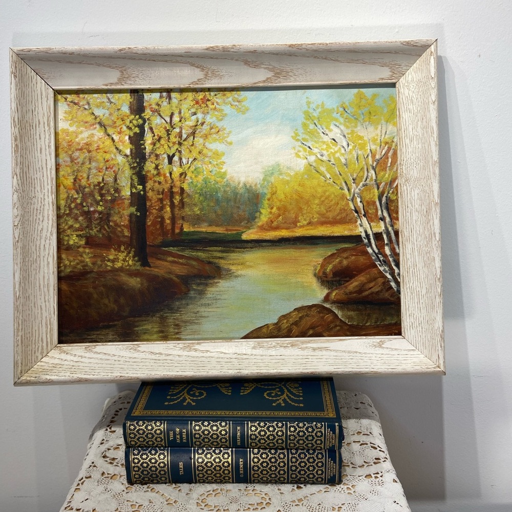 Original Oil Painting Fall Scene of Stream